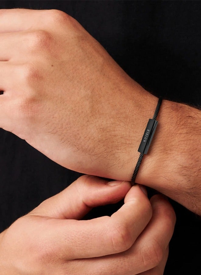 Riblor Camillo Stainless Steel Cable Bracelet Black - Image 2